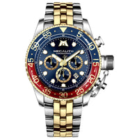 1 x RAW Customer Returns MEGALITH Men s Watch Gold Stainless Steel Chronograph Wristwatch Men Waterproof Large Analog Watch Men Business Design Watches for Men Blue Dial Calendar Luminous - RRP €45.99