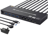 1 x RAW Customer Returns USB 3.0 HDMI KVM Switch 4 PCs 1 Monitor, 4K 60Hz Simulated EDID 4 Port KVM Switch, KVM Switch Share 4 USB 3.0 Devices Wireless Keyboard Mouse Printer, with 5 Cables and Wired Remote Control - RRP €71.87