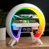 1 x RAW Customer Returns Atmosphere Lamp with 15W Wireless Charger, LED Alarm Clock Smart Table Lamp with Bluetooth Speaker, Dazzling Running Light Lights for Adults Kids for Office Bedroom Color A  - RRP €28.24