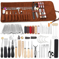 1 x RAW Customer Returns Wamkon Leather Craft Tools Leather Working Tool Kit with Personalized Storage Bag Leather Carving Tools Leather Craft for Cutting, Punching, Sewing, Carving, Stamping - RRP €82.72