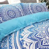 1 x RAW Customer Returns Menkala bed linen 135x200 blue white mandala boho style vintage flower pattern reversible bed linen 2-piece retro floral bohemian motif 3D microfiber duvet cover zipper and pillowcase 80x80 cm - RRP €33.26