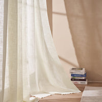 1 x RAW Customer Returns Topfinel Curtains Semi-Transparent Voile Curtains with Eyelets Light Beige Curtain 140x245cm Curtains Living Room Modern Linen 2 Pieces - RRP €35.78