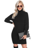 1 x RAW Customer Returns Gyabnw Women s Winter Sweater Dress Elegant Knee-Length Warm Women s Sweater Dress with Raglan Sleeves Turtleneck Casual C-Black,XXL - RRP €29.75