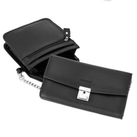 1 x RAW Customer Returns SWISSONA Set waiter s bag including wallet secured with chain, in black - RRP €31.99