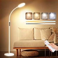 1 x RAW Customer Returns Floor lamp LED dimmable, 12W 2 in 1 LED floor lamp reading lamp with remote control and touch switch, 5 color temperatures and 5 brightness levels, modern floor lamp for living room, bedroom, office, white - RRP €74.62