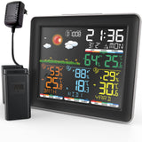 1 x RAW Customer Returns BILIPALA radio weather station with 3 outdoor sensors-digital thermometer hygrometer humidity with weather forecast, DCF radio clock VA color screen weather station, barometer, black - RRP €50.41