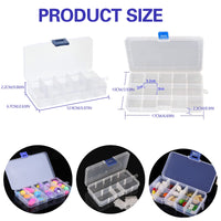 2 x Brand New Plastic Box with Compartments, 15 Grids Organizer Box with Dividers, Jewelry Organizer, Transparent for Beads, Earrings, Fishing Tools, Small Accessories 2pc 15 Grids 1pc 10 Grids - RRP €15.72