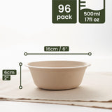 1 x RAW Customer Returns HAAGO - 100 Disposable Bowls, Sugarcane Bagasse Disposable Bowls - Disposable Soup Bowls, Disposable Bowls for BBQs, Picnics - Cardboard Bowls for Outdoor Dining, Alternative to Plastic Bowls - 500ml - RRP €23.99