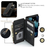 1 x RAW Customer Returns UEEBAI Cell Phone Case for iPhone 13 Pro 6.1 inch, Caseme Retro Zipper Case Premium PU Leather Flip Case Magnetic Closure Card Slot Stand Function Wallet with Carrying Strap Protective Case - Black - RRP €21.17