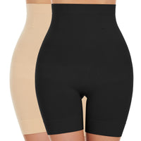 1 x RAW Customer Returns SIMIYA Tummy Control Panties Women High Waist Shapewear Seamless Girdle with Leg Figure Shaping Girdle Pant Cotton Underwear Pants Under Dress Short Shorts Black Beige, L  - RRP €29.68