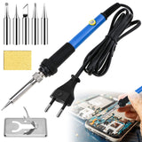 1 x RAW Customer Returns Soldering iron set, Molbory 60W 220V soldering iron with temperature adjustable switch 200-450 , soldering iron kit soldering set, 5 soldering iron tips, soldering iron for electrical engineering repairs - RRP €11.32