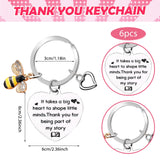 1 x Brand New Thinp Pack of 6 Thank You Keychains, Keychain Teacher Gift, Bee with Rhinestone Heart Keychain, Thank You Educator Gift, Stainless Steel Keychain for Back to School Girl Boy Teacher Gift - RRP €27.6