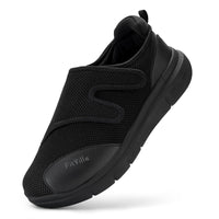 1 x RAW Customer Returns FitVille Diabetic Shoes Men Extra Wide Adjustable Walking Shoes for Foot Swelling Extended Widths Velcro Health Shoes Black 43 EU Wide - RRP €65.41