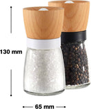 1 x RAW Customer Returns vevouk 2-piece wooden salt and pepper mill, grain and herb mill, refillable spice mill with pink sea salt mill for cooking, for salt, pepper, chili all kinds of herbs - RRP €18.98