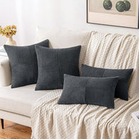 1 x RAW Customer Returns MIULEE Set of 2 Corduroy Cushion Covers Decorative Cushion Cover Sofa Cushion Modern Soft Decorative Couch Cushion with Hidden Zipper Sofa Decorative Cushion Cover 45 x 45 cm Dark Grey - RRP €18.99