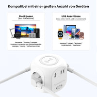 1 x RAW Customer Returns HOMEPROTEK charging cube power strip with USB - 7-in-1 multiple socket with USB C, USB A, 3 sockets and inductive charging station, multi-socket with switch wireless charger for devices, white - RRP €39.99