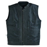 1 x RAW Customer Returns Leatherick Men s Anarchic Style Cowhide Motorcycle Leather Vest Black - XL58 - RRP €92.99