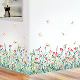 1 x RAW Customer Returns Wall tattoo flower meadow window sticker flowers butterfly wall sticker for living room kitchen - RRP €12.84