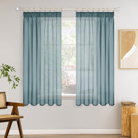 1 x RAW Customer Returns MIULEE Curtains with ruffle tape set of 2 curtains with eyelets curtains living room made of sheer voile curtains transparent bedroom dusty blue 140 x 145 cm - RRP €22.99