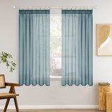 1 x RAW Customer Returns MIULEE Curtains with ruffle tape set of 2 curtains with eyelets curtains living room made of sheer voile curtains transparent bedroom dusty blue 140 x 145 cm - RRP €22.99