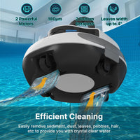 1 x RAW Customer Returns POOLPURE Pool Robot, 55-120 Dual Motor Cleaning Robot, LED Display, Automatic Parking, IPX8 Waterproof, Wireless Pool Vacuum, Ideal for Built-in Flat Pools 90  - RRP €167.21