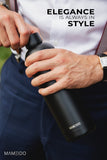 1 x RAW Customer Returns MAMEIDO stainless steel drinking bottle insulated 500ml, 750ml 1l - leak-proof thermos bottle, suitable for carbon dioxide, BPA free, insulated bottle 12h hot 24h cold Rich Black, 1000ml  - RRP €32.99