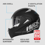 1 x RAW Customer Returns Westt motorcycle helmet men women flip-up helmet jet helmet with chin guard full face helmet scooter helmet motorcycle helmet with ECE DOT certification - RRP €84.54