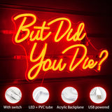 1 x RAW Customer Returns But Did you Die Neon Sign LED Red Neon Sign for Wall Decor USB Powered Letter Neon Light for Home Decor, Bedroom, Gym Home, Office, Shop - RRP €37.09