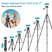 1 x RAW Customer Returns Victiv New Camera Cell Phone Tripod, 172cm Portable Camera Tripod, Aluminum Tripod with Removable 3-Way Head for DSLR Canon Nikon Sony Action Camera, Photo Tripod for iPhone Smartphone - RRP €32.99