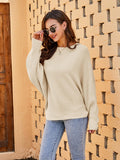 1 x RAW Customer Returns Fessceruna Women s Knitted Sweater Batwing Sleeve Oversized Pullover Round Neck Winter Ribbed Sweatershirt - RRP €34.99