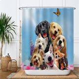 1 x RAW Customer Returns Ulticool Shower Curtain - Dog Animals Dogs - 180 x 200 cm - Washable - Waterproof - Anti Mold - with 12 Rings - Blue Brown Black White - RRP €20.16