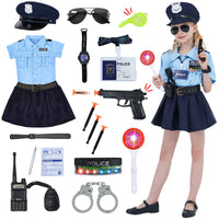 1 x RAW Customer Returns FORMIZON Policewoman Costume Girls, Police Carnival Set, Children s Police Uniform Girls, Cop Children s Costume with Police Hat, Warning Lights, Police Toy for Children Carnival Mardi Gras Cosplay M  - RRP €30.24