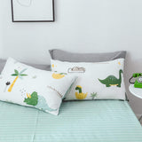 1 x RAW Customer Returns GETIYA Newest 2 Piece Children s Bed Linen 135x200 Cartoon Dinosaur Bed Linen for Boys Girls White Bed Linen Set with Green Dino Pattern Soft Cotton Reversible Bed Linen with Pillowcase 80x80 - RRP €37.3