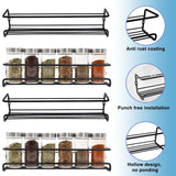 9 x Brand New CALIYO spice racks, spice rack wall, set of 4 hanging long kitchen shelves, spice rack self-adhesive without drilling, with 8 self-adhesive hooks and screws, for the wall, kitchen cupboard, cabinet, 29 x 6.5 CM. - RRP €170.91