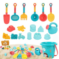 2 x Brand New Shinybox Beach Games, 18 Pieces Travel Sand Toys, Plastic Sandbox Beach Toy with Mesh Bag, Kids Beach Bucket, Shovel Rakes, Watering Can, Beach Toy for Boys and Girls - RRP €38.4