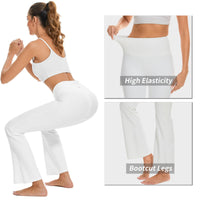 1 x RAW Customer Returns adorence women s yoga trousers, flared trousers, women s leggings flare leggings with bootcut trousers design , high waist yoga trousers, white, L - RRP €29.5