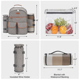 1 x RAW Customer Returns ZORMY Picnic Backpack Set for 4 People with Cooler Compartment, Picnic Bag with Waterproof Bag, Insulated Bottle Wine Holder, Fleece Blanket and Cutlery for Camping, Gifts for Couples Wedding Anniversary - RRP €71.99