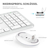 1 x RAW Customer Returns iClever Keyboard Mouse Set Wireless - Quiet Rechargeable Wireless Keyboard with Dust Film, QWERTZ German Layout for Windows, Mac OS and Chrome OS Systems, White and Silver - RRP €19.76