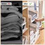 1 x RAW Customer Returns BTGGG 4 Pack Wardrobe Organizer Stackable Plastic Closet Organizer Wardrobe Storage Box, Easy Pull Out Drawer Dividers for Clothes Closet Pantry Laundry - RRP €58.11