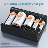 1 x RAW Customer Returns POWEROWL 8 Pack AA Battery with Charger, AA Battery Charger for AA AAA CD Batteries, Type C, Micro USB Quick Charge - RRP €27.99