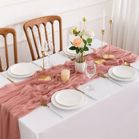 1 x RAW Customer Returns AOKSUNOVA Christmas Muslin Wedding Table Runner Chiffon 400x80cm 4m - RRP €21.62