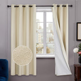 1 x RAW Customer Returns Deconovo 100 opaque curtains with eyelets, 100 opaque curtain, bedroom eyelets, thermal curtains, cold protection, 183 x 117 cm height x width , beige, set of 2 - RRP €28.04