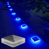 1 x RAW Customer Returns Lacasa Solar Floor Lights Outdoor, 4 Pack 40LM Blue Light Solar Lights for Outdoor, IP68 Waterproof Solar Lamps Auto ON OFF LED Path Lights for Garden Lawn Patio Driveway, Square - RRP €37.37