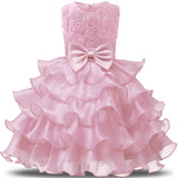 1 x RAW Customer Returns NNJXD Girls Dress Kids Ruffles Lace Party Wedding Dresses Size 100 2-3 Years Flowers Pink - RRP €25.98