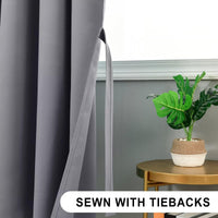 1 x RAW Customer Returns DWCN Thick thermal curtains, blackout curtains with ruffle tape with curtain ties, 200 x 140 cm height x width , grey, set of 2 - RRP €34.27