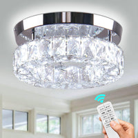 1 x RAW Customer Returns CXGLEAMING Modern Chandelier Dimmar LED Ceiling Light Crystal Ceiling Lamp LED Pendant Light Small Round Chandelier Ceiling Light for Bedroom Living Room Kitchen Remote Control  - RRP €69.99