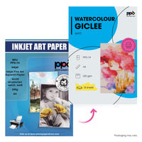 1 x RAW Customer Returns PPD 25xA4 Inkjet FineArt Digital Watercolor 240g Photo Paper Matt with distinctive structure PPD-74-25 - RRP €25.49