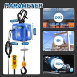 1 x RAW Customer Returns Mxmoonant 1600W Electric Hoist 500KG with 100M Wireless Remote Controls 2 for Teamwork, Plus 5M Remote Wire, Upgraded Motor Hooks for Garage Warehouse Home Construction 220V - RRP €349.0