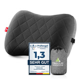 1 x RAW Customer Returns HIKENTURE Inflatable Camping Travel Pillow with Removable Pillowcase, Ergonomic Pillow, Comfortable Neck Pillow for Travel Outdoor, Inflatable Travel Neck Pillow Black  - RRP €22.99