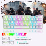 1 x RAW Customer Returns 2.4GHz Keyboard Mouse Gaming Set Wireless Illuminated, 61 Keys Rainbow 3800mAh Rechargeable Mechanical Feel Keyboard, 2400 DPI Rainbow Light LED 6 Buttons Mouse, Compatible PS4 PS5 Xbox - White - RRP €40.9